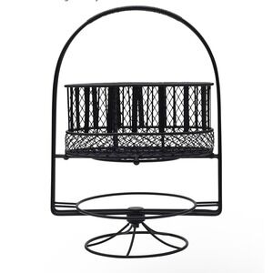 Mikasa Gourmet Basics Band Stripe Picnic Buffet Storage Caddy Farmhouse Metal